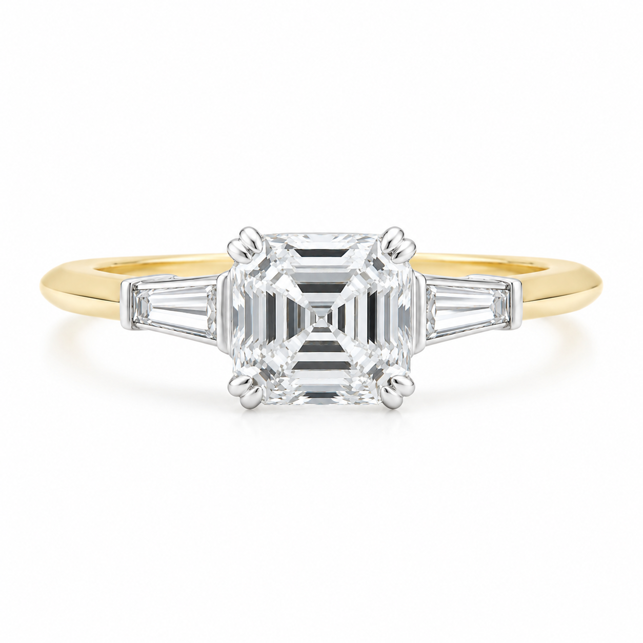 asscher cut 3 stone
