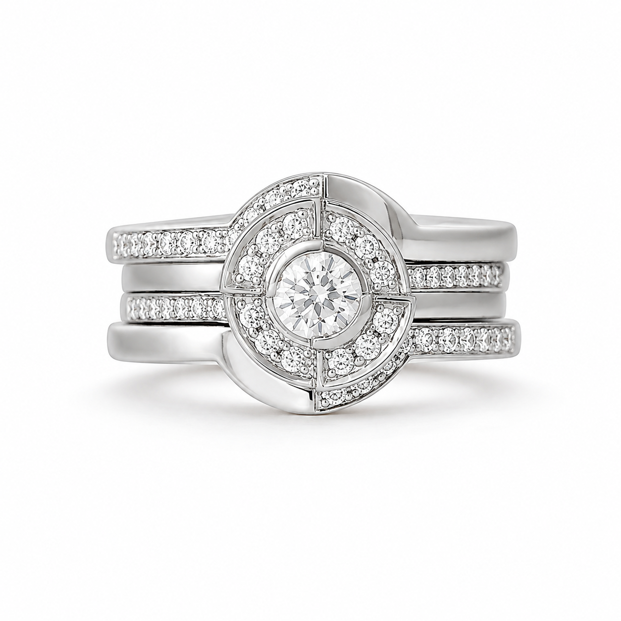 bespoke halo and wedding band set
