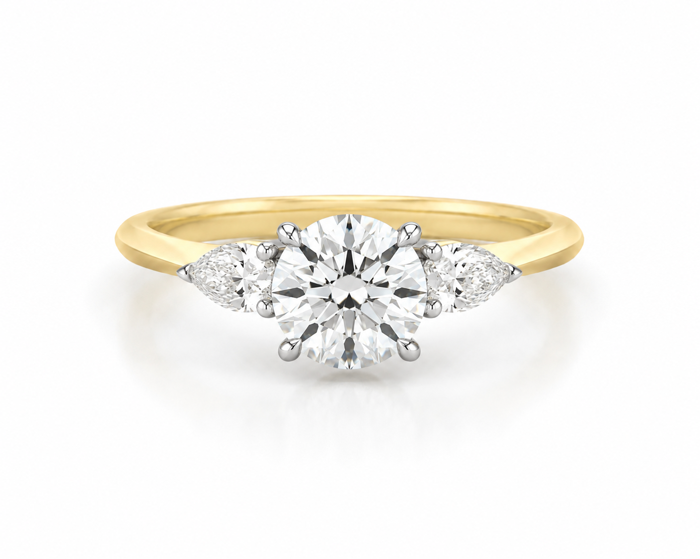 round and pear 3 stone