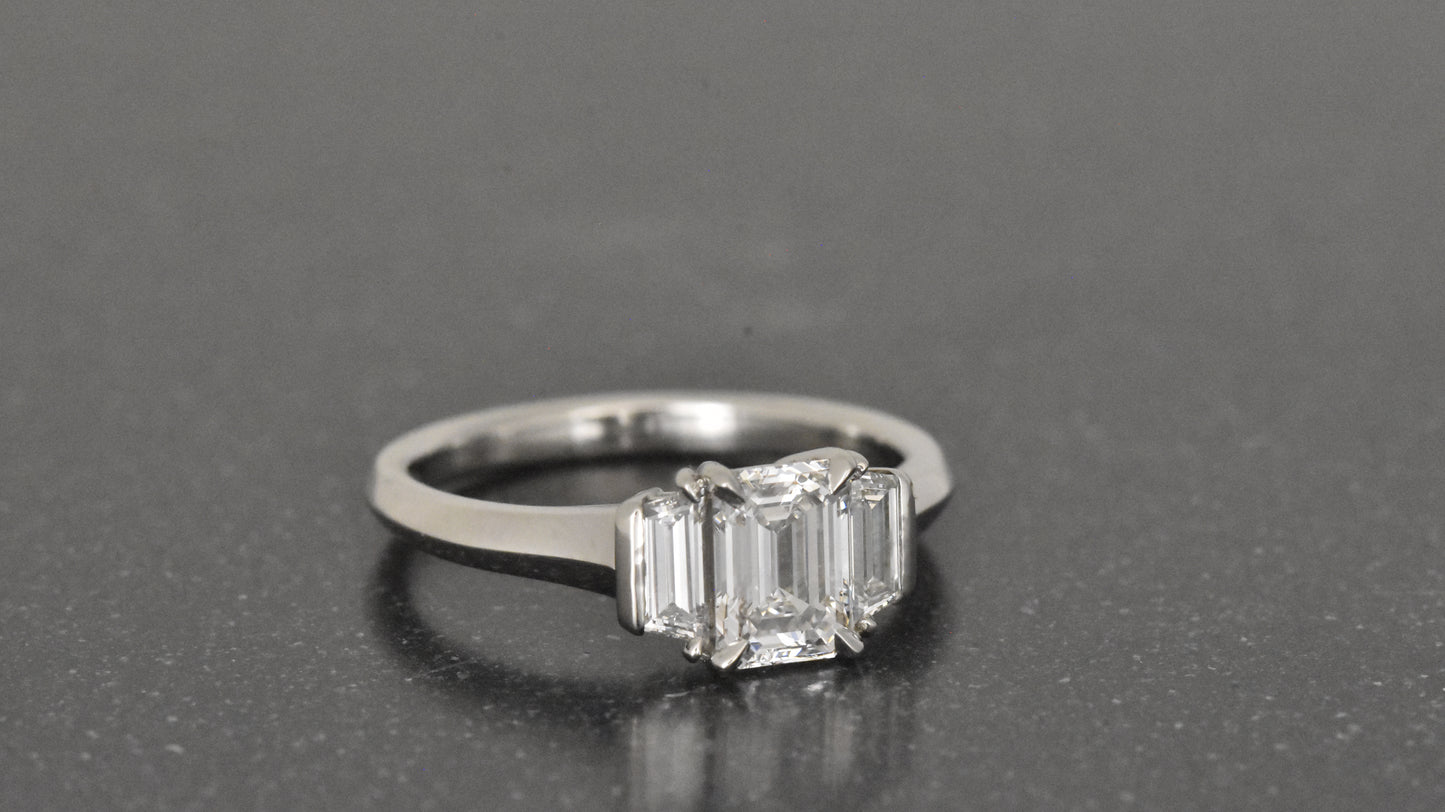 emerald cut 3 stone