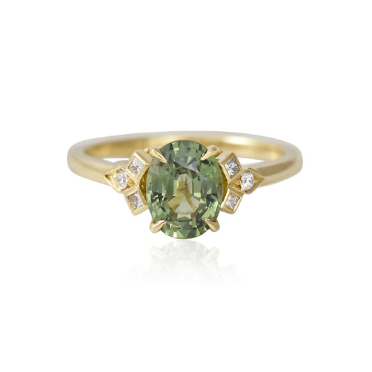 Green Sapphire Fractal ring
