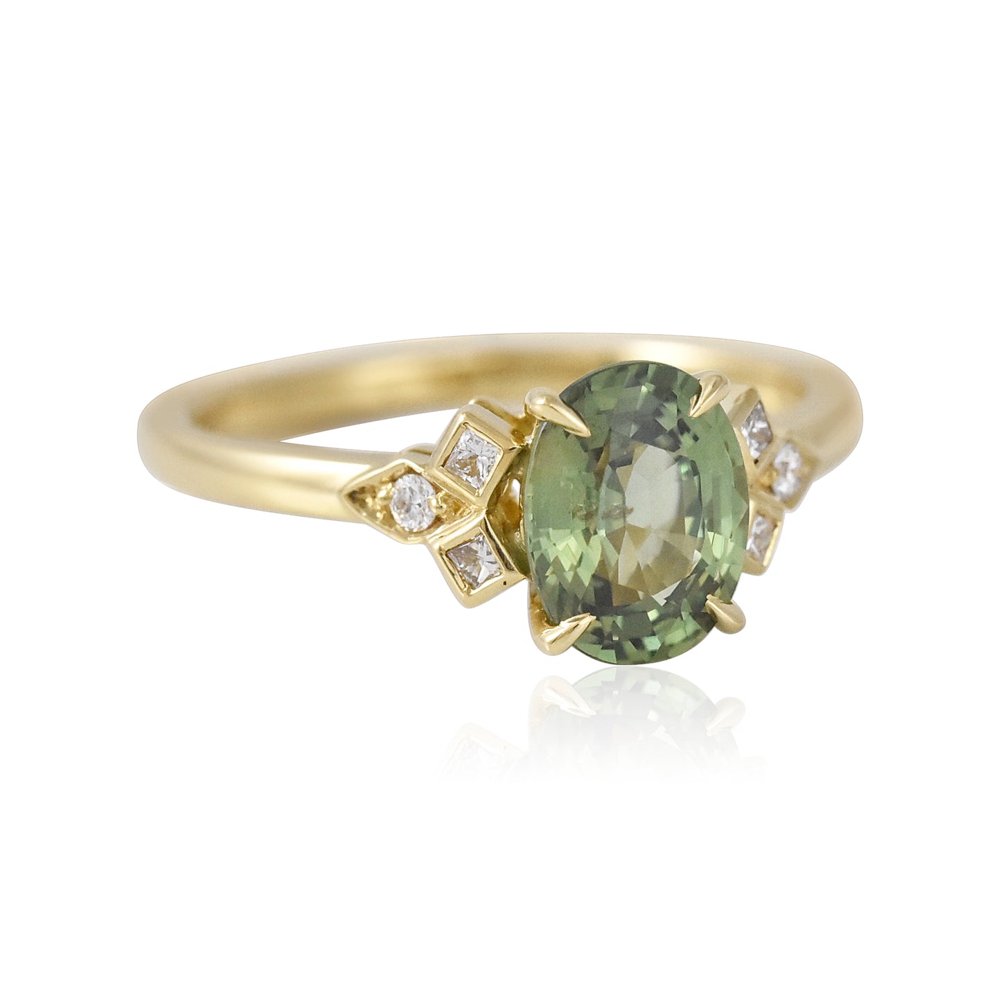 Green Sapphire Fractal ring