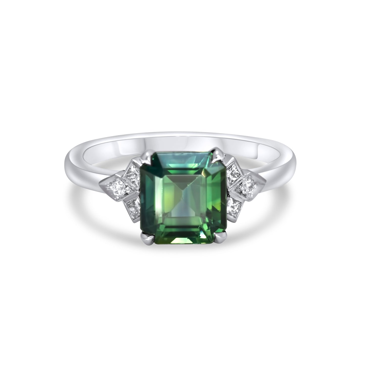 Green Sapphire Fractal ring