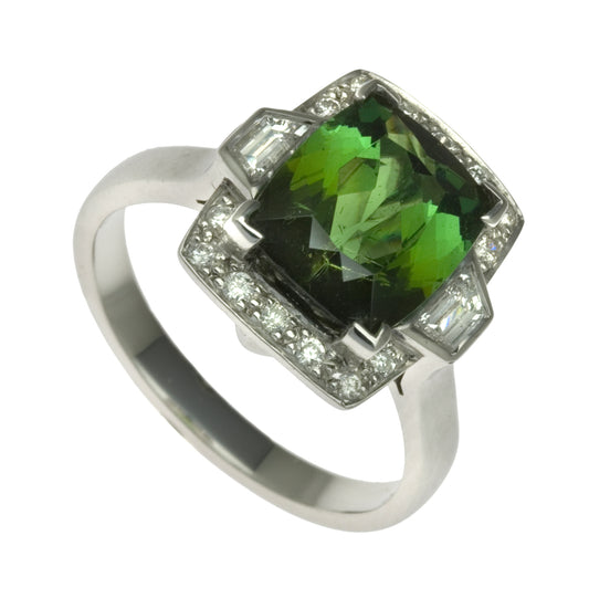 Green Sapphire Diamond ring