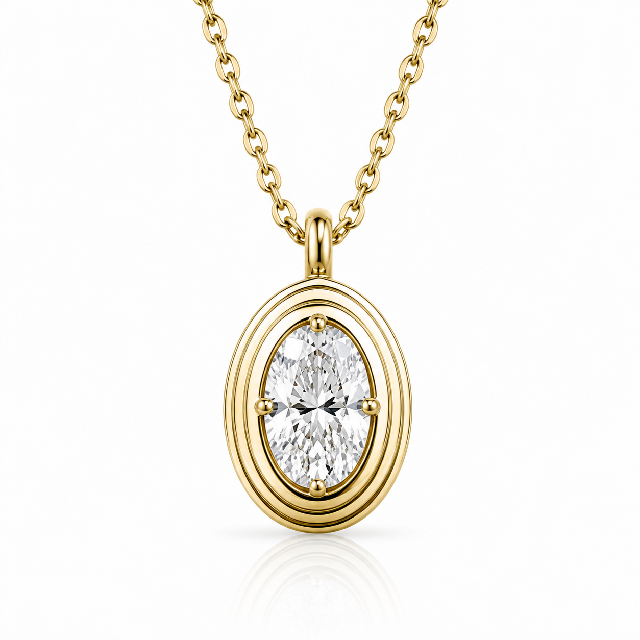 oval diamond strata necklace
