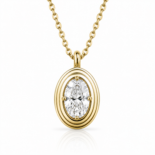 oval diamond strata necklace