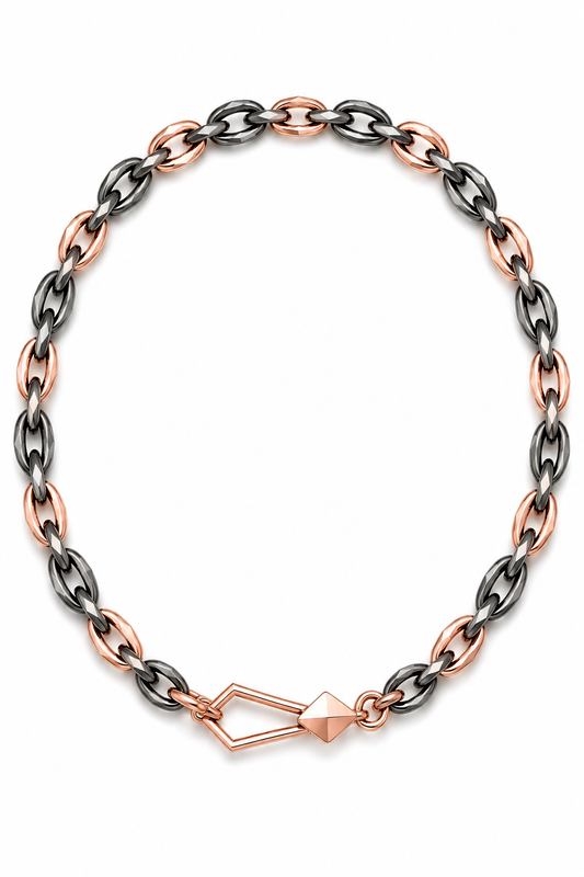 Carvion necklace in (18ct gold and oxidised silver )