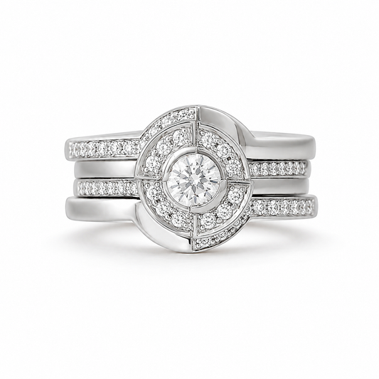 bespoke halo and wedding band set