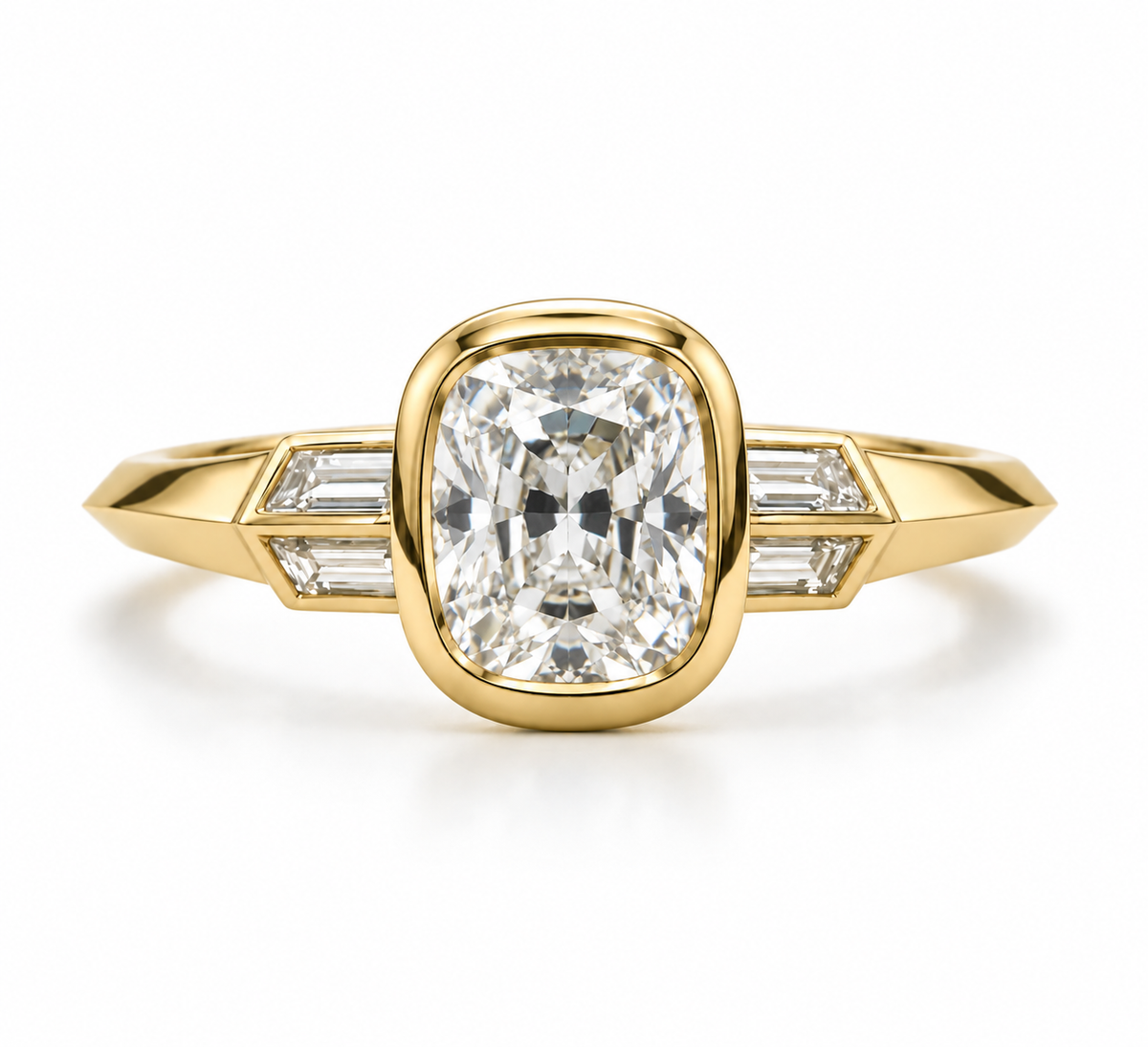 BEZEL CUSHION ENGAGEMENT RING