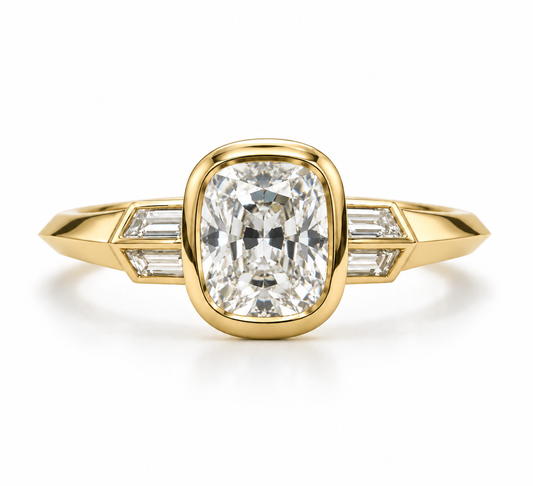 BEZEL CUSHION ENGAGEMENT RING