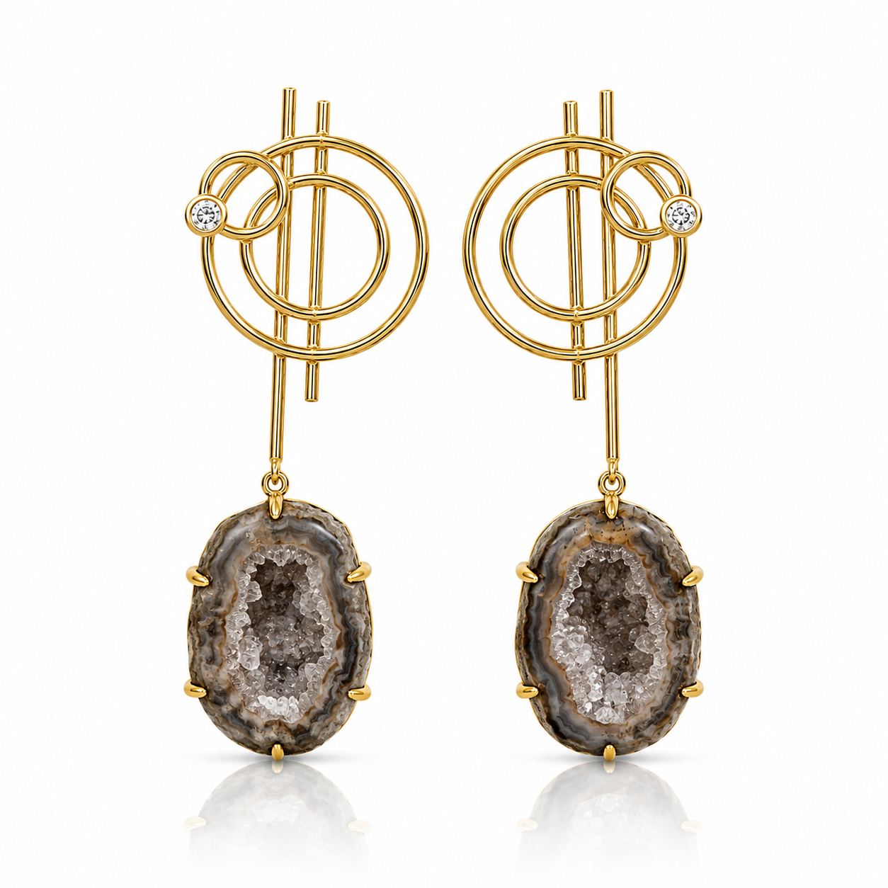 Concentric Circle Geode Drop Earrings | Karl Karter