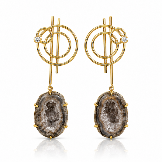 Concentric Circle Geode Drop Earrings | Karl Karter