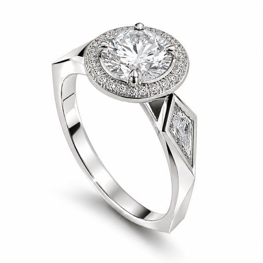 Exquisite Custom Diamond Halo Ring - Craft Your Unique Elegance