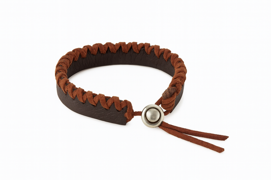 HAND STITCHED BROWN LEATHER BRACELET