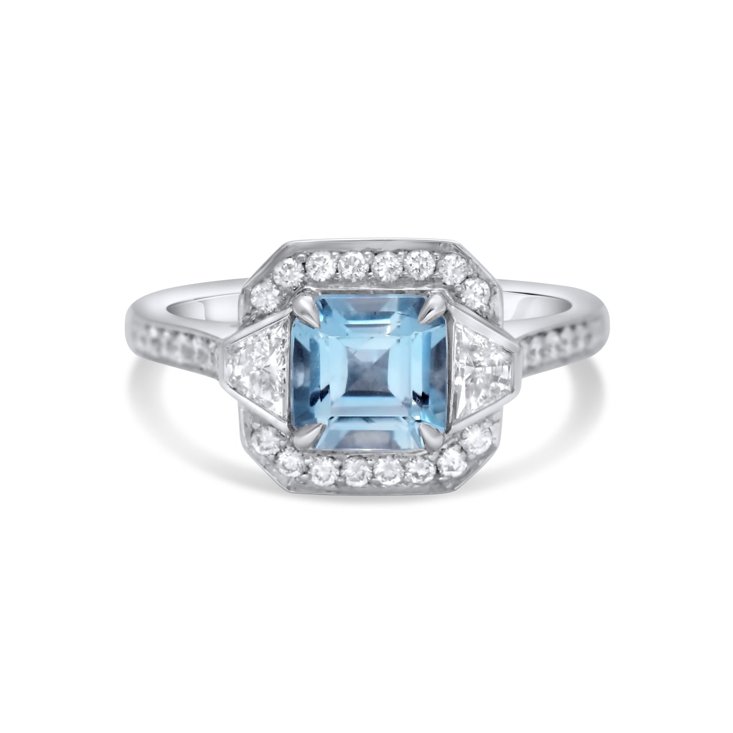 Aquamarine and Diamond Halo