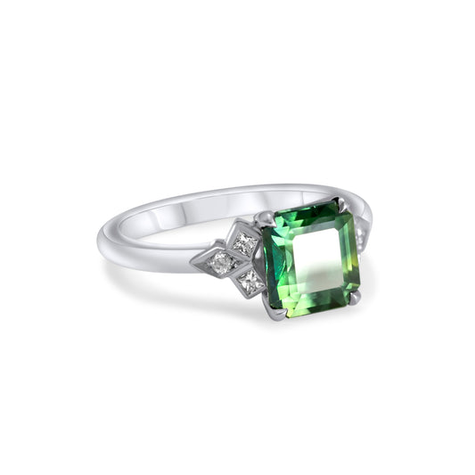 Green Sapphire Fractal ring